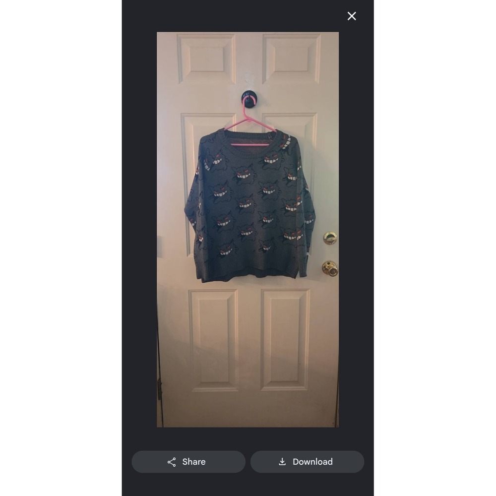 Gengar Pokemon Knit Sweater Gray All Over Print Oversized Harajuku Medium